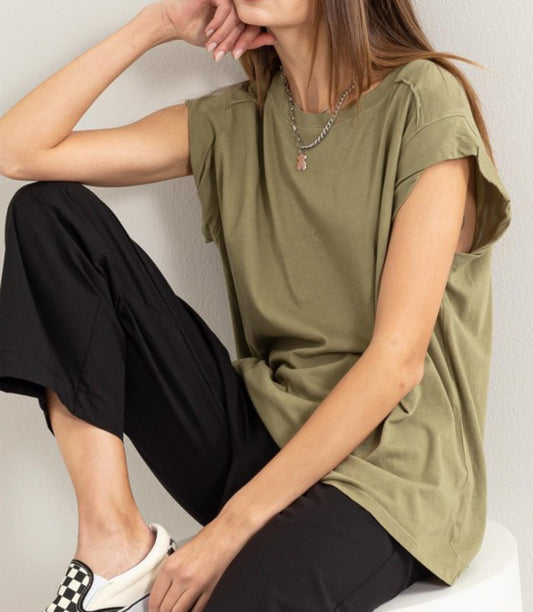 Soft Oversized Top in Moss