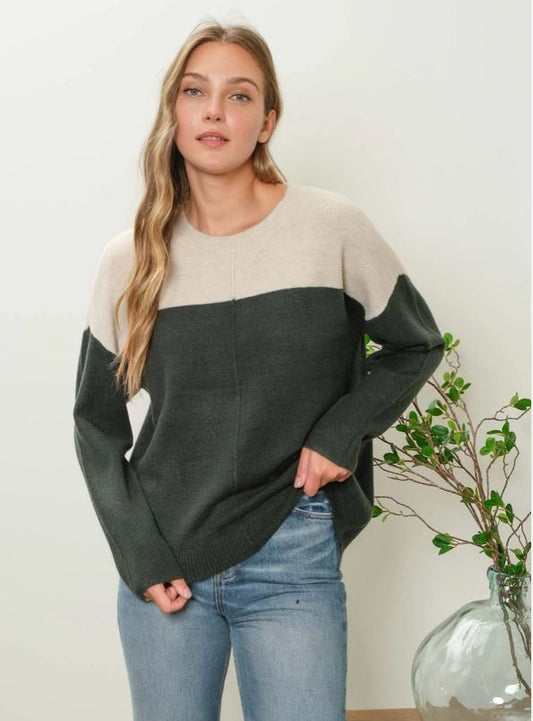 Hunter Color Block Center Seam Pullover